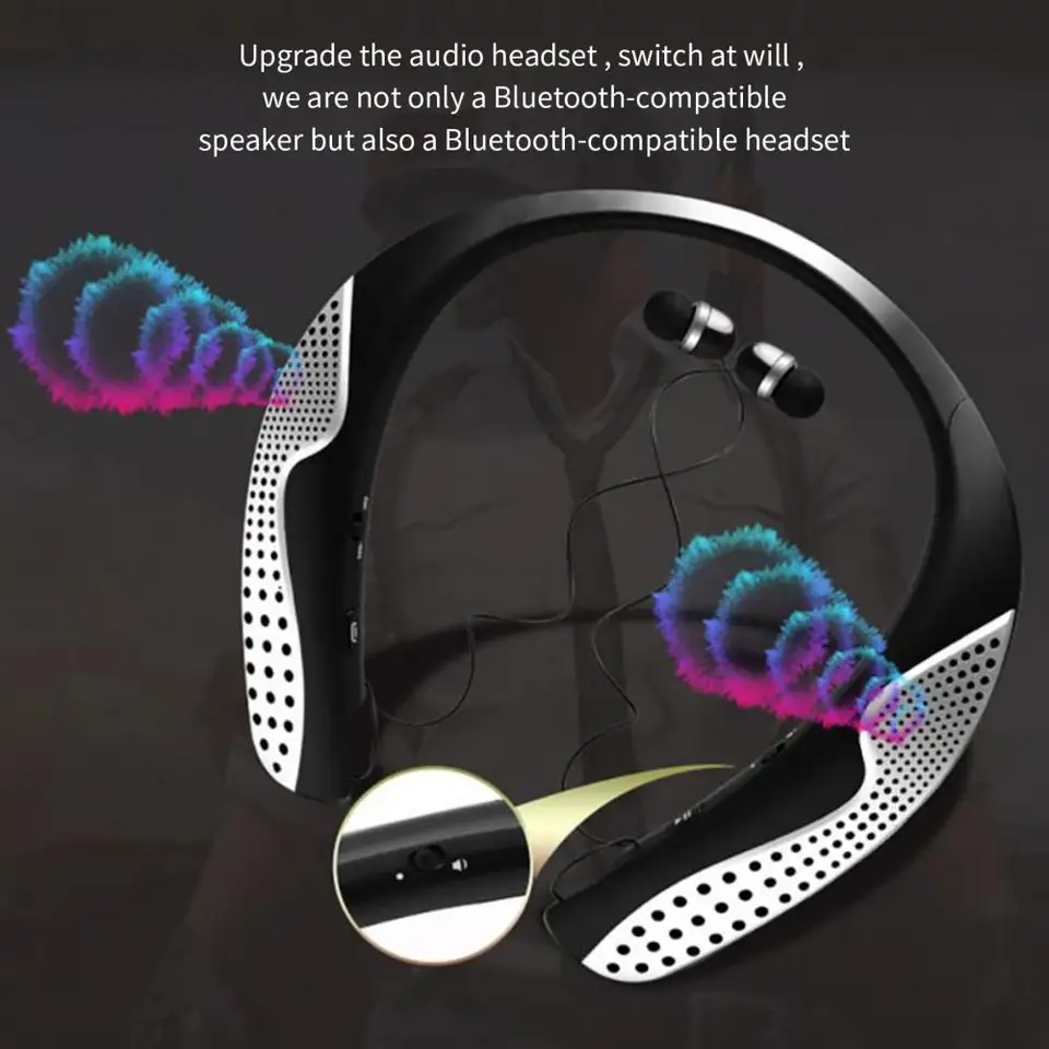 Slúchadlá Vynikajúci 9D priestorový zvuk efekt flexibilný Bluetooth kompatibilný 5,0 2 in 1 reproduktor na zavesenie krku