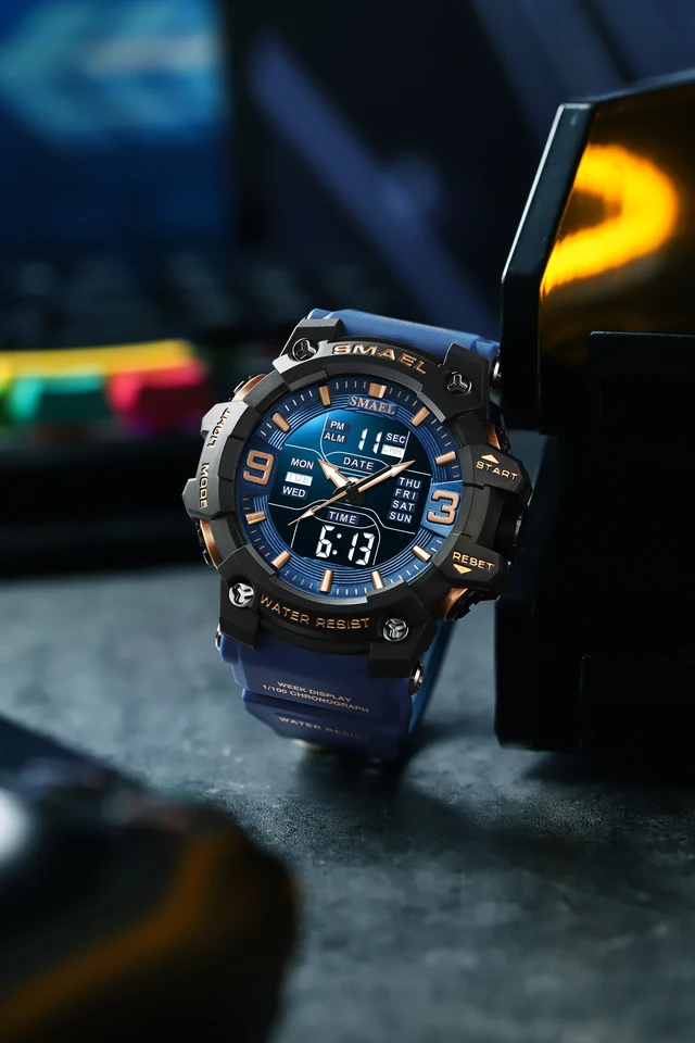 Smael 8049 Watch Sport LED Light Light Alarm Alarm Dual Time Dispint Waterproofwee