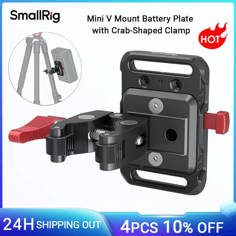 Small Mini V Mount Battery Mount Plate s krabím v tvare svorky pre univerzálne doplnky fotoaparátu s otvormi závitu 1/4-20 