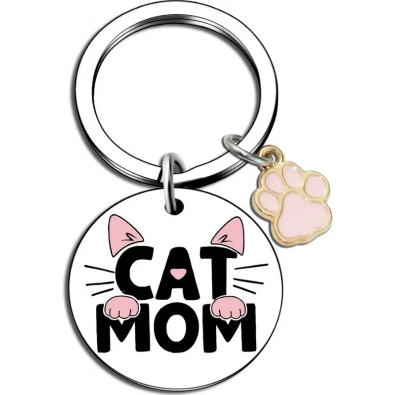 Smaltovaná čierna mačka mama list kľúča reťaz zliatiny zliatiny mačiek Key prsteň pre mamu a babičku darčekový batohový batoh