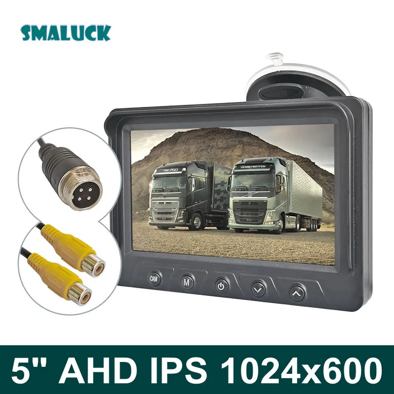 SMALUCK 5 -palcový AHD IPS Zadný zobrazenie vozidla Monitor digitálnej obrazovky Podpora AHD CVBS Car Camera AV AV 4PIN