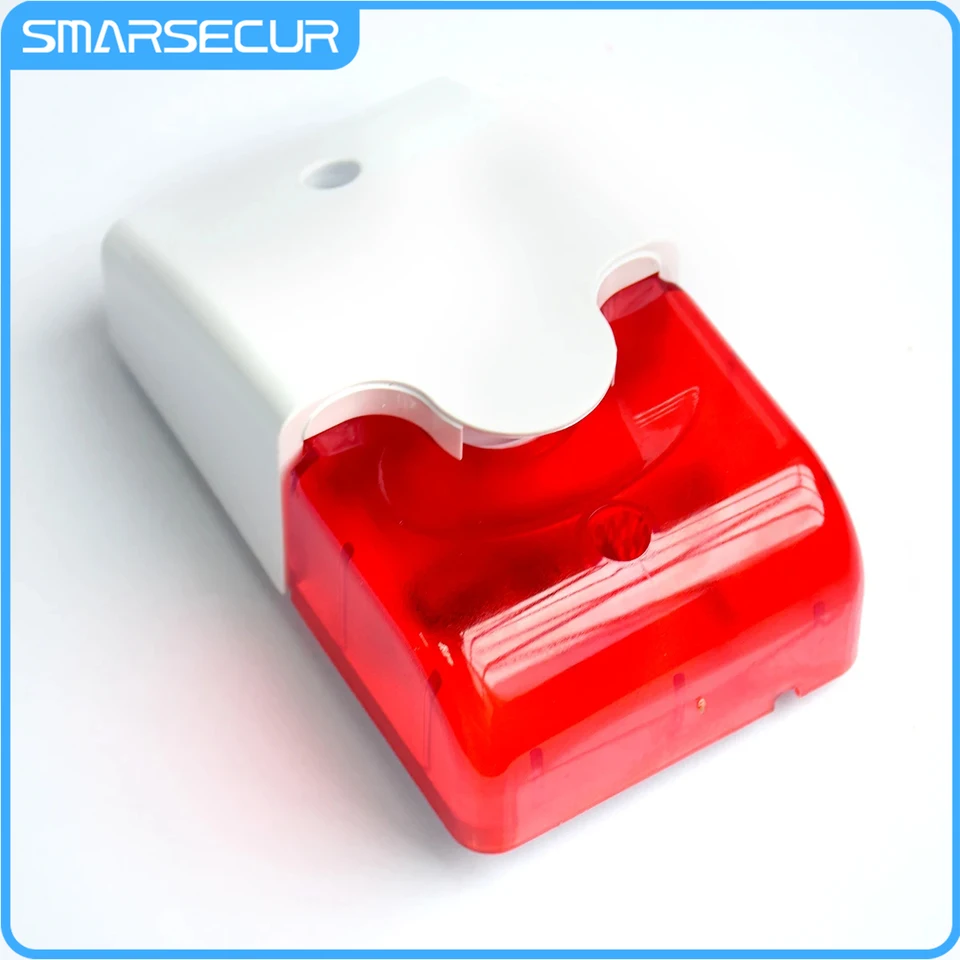 SMARSECUR Vnútorný káblový alarm SIREN SIREN FLOBE FLOSH LIGHT 12V FLASE SIREN pre káblovú zónu Alarm GSM