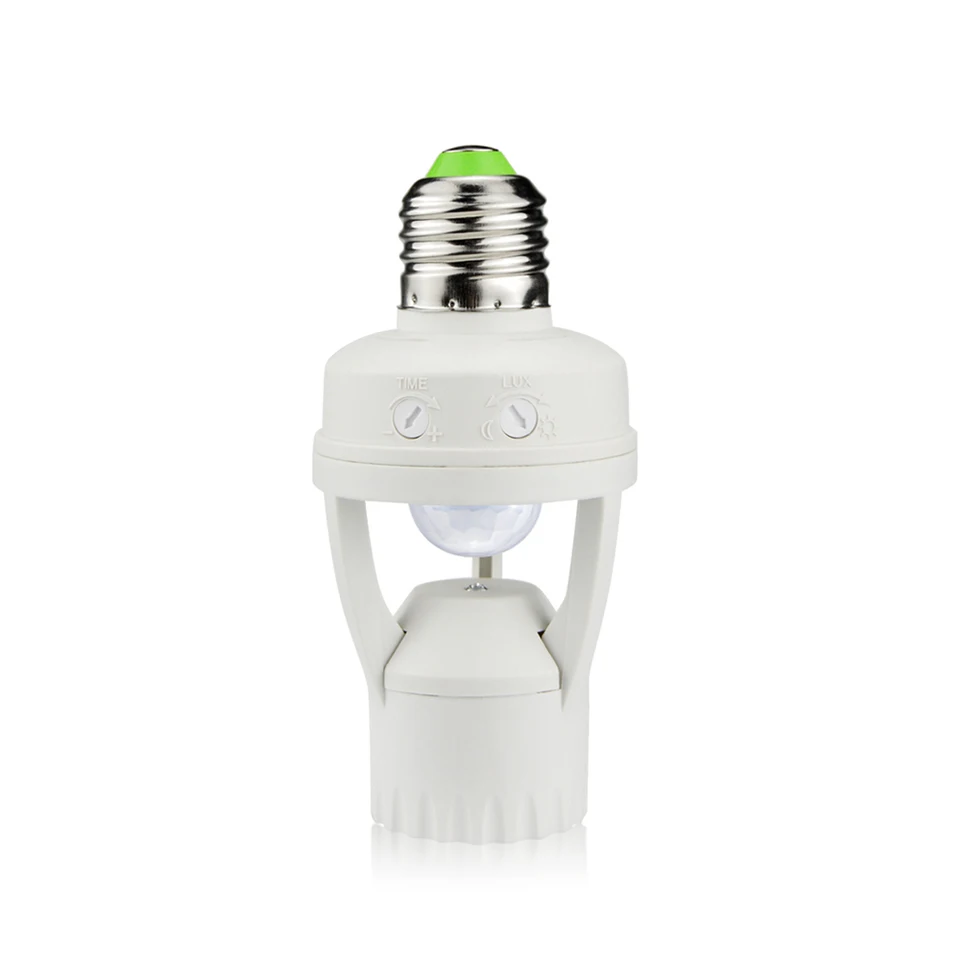 SMART 110V-240V 60W PIR Indukčný infračervený pohyčný snímač E27 LED žiarovka držiaka LAMP s adaptérom SOCKET SUNCKET ADAPTÁR SKULL
