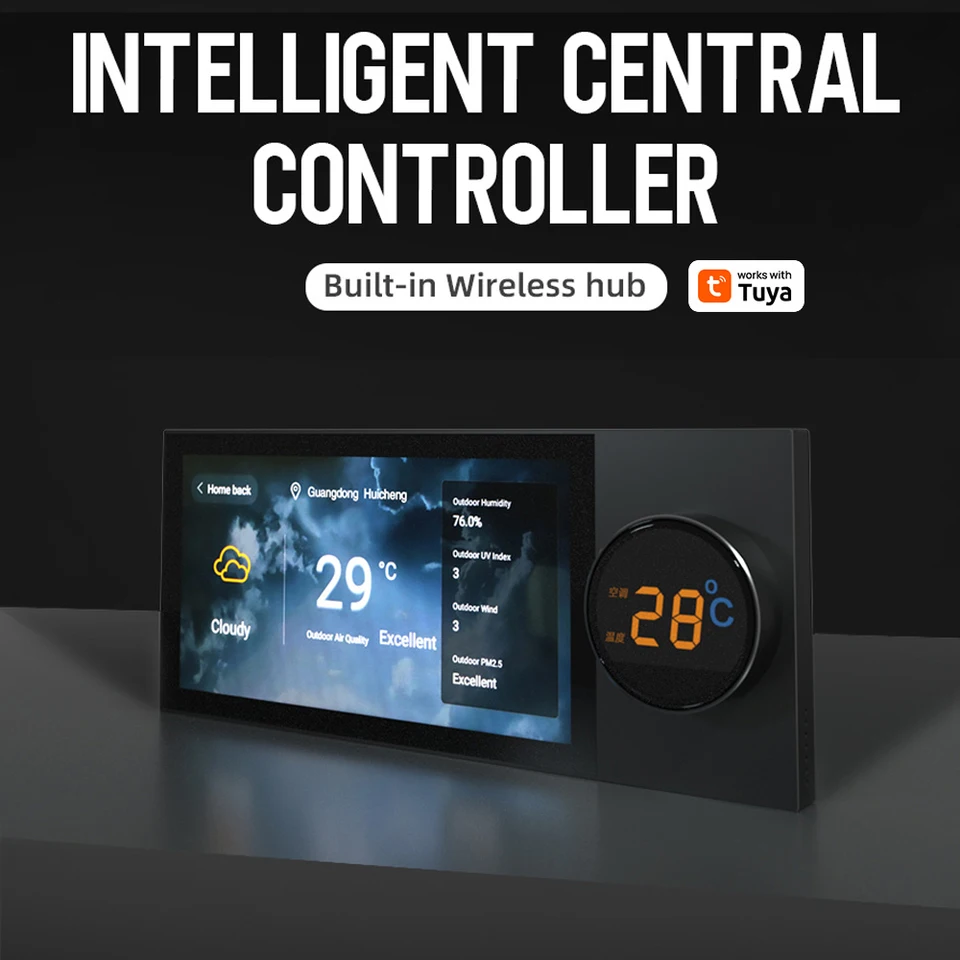 Smart 6-palcový multifunkčný dotykový panel LCD Central Control LCD pre domácu automatizáciu Scéna práca s aplikáciou Tuya App