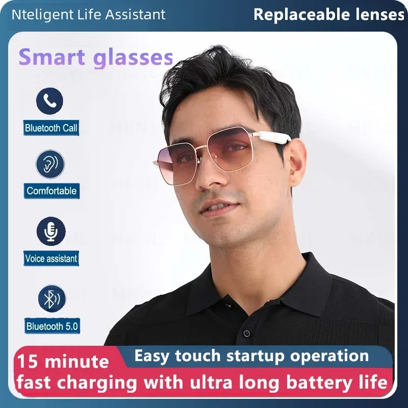 Smart Bluetooth okuliare bezdrôtové slnečné okuliare Bluetooth s otvorenou uší hudbu a ručné volanie magnetického rýchleho nabíjania