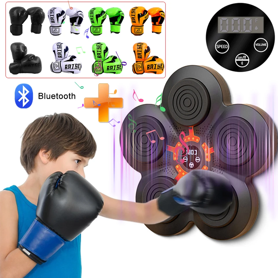 Smart Boxing Practice Cieľ steny s rukavicami 2-5 Svetlý režim USB nabíjanie inteligentných hudobných boxov stroj Bluetooth pre deti dospelých