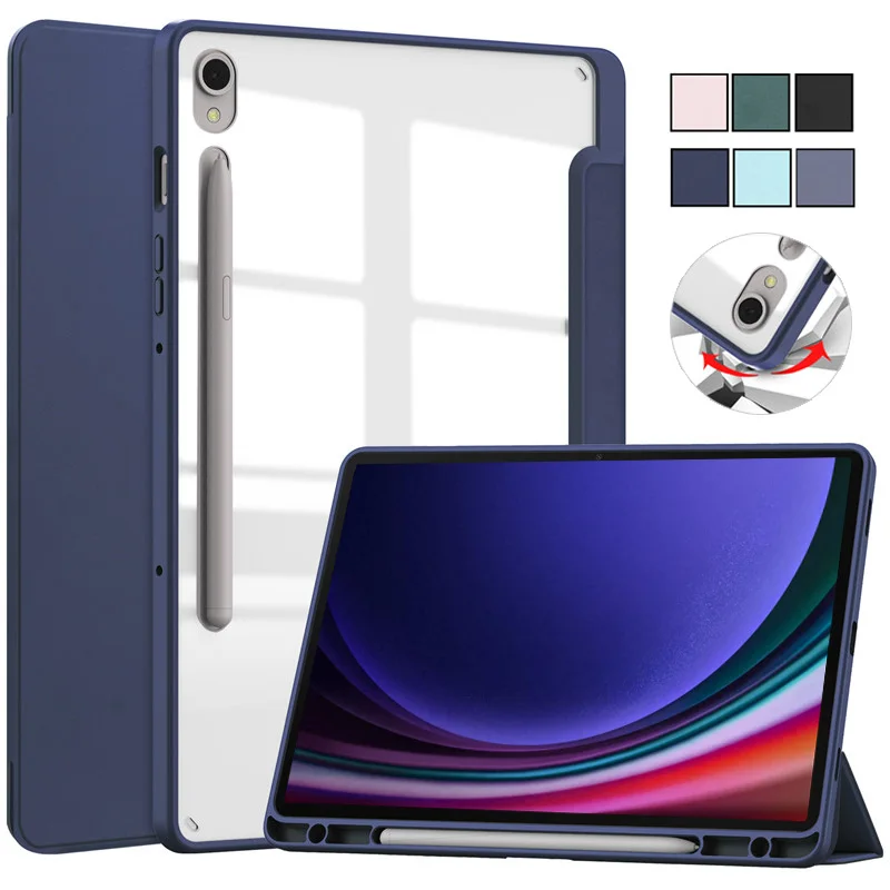 Smart Cover for Samsung Tab S9 puzdro s držiakom pera Crystal Acryl Hard Tablet Funda pre galaxiu Tab S9 Case 2023 SM x710 x716b