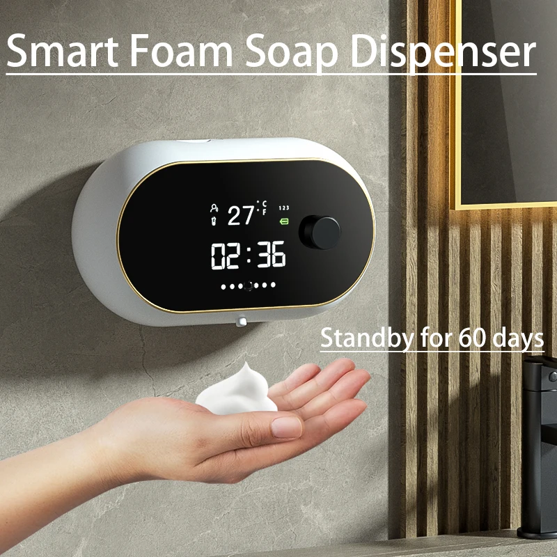 Smart Foam Liquid Mydlo dávkovač s pumpou s mydlom fľaša 450 ml na stenu namontovaný automatický senzor ľudského tela senzor bez čierneho