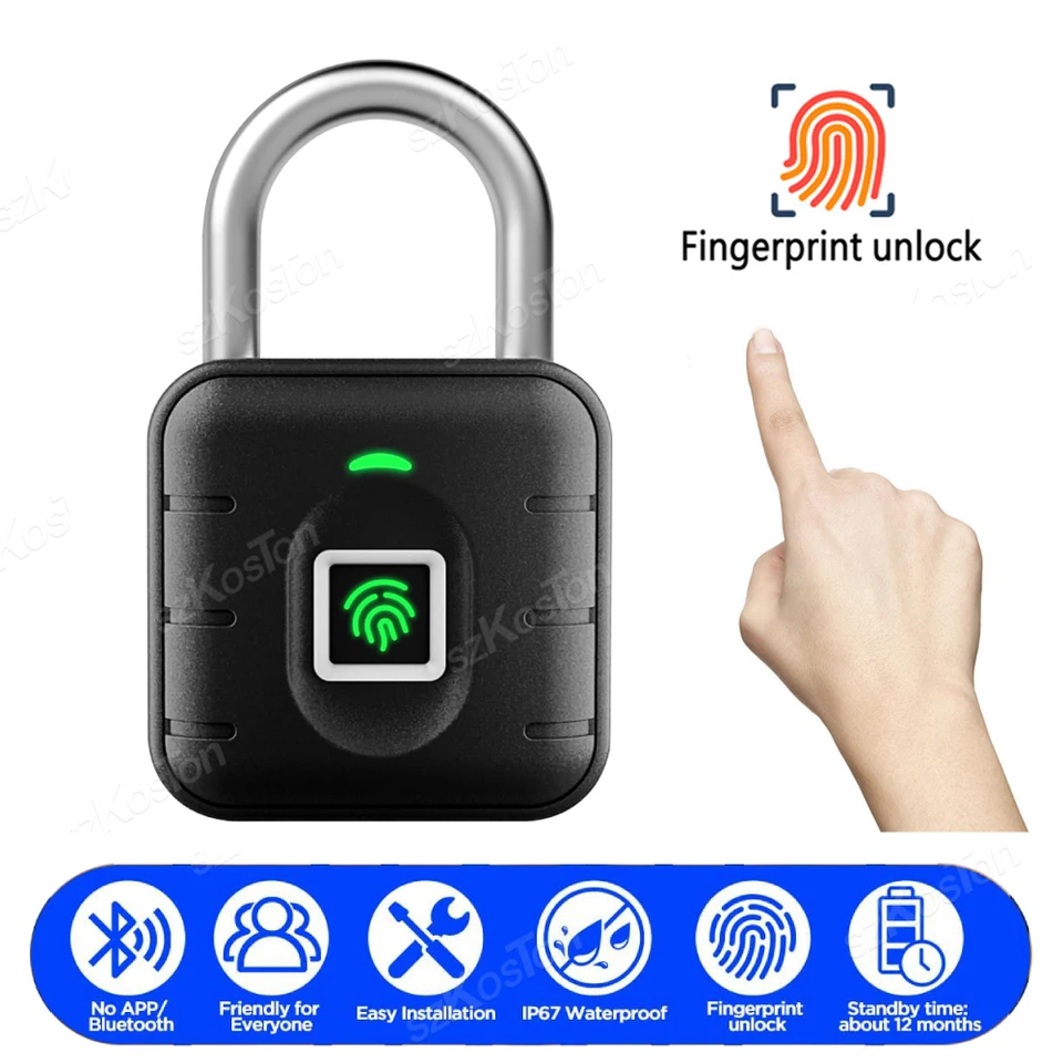 Smart Home Fingerprint Lock IP67 Vodotesný inteligentný zámok visiaci zámok uzamykav