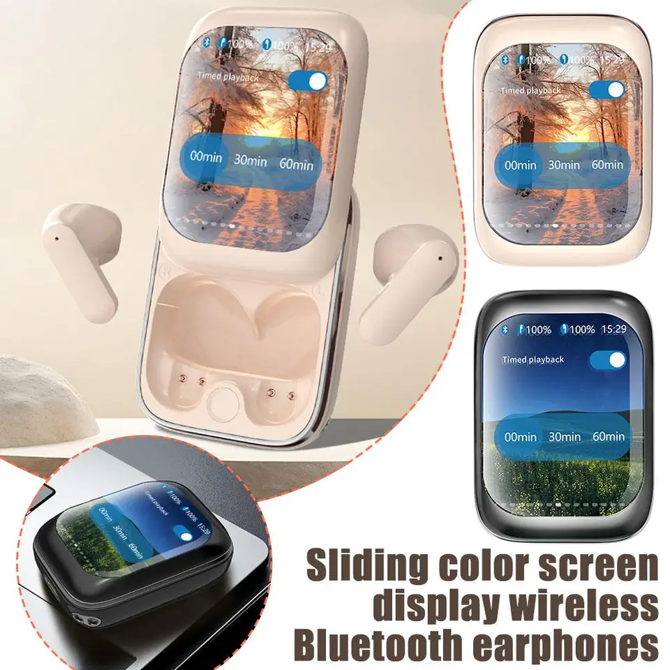 Smart LED dotyková obrazovka Slider Wireless Bluetooth Headset Displan Game Farba šumový režim redukcie obrazovky N2P1