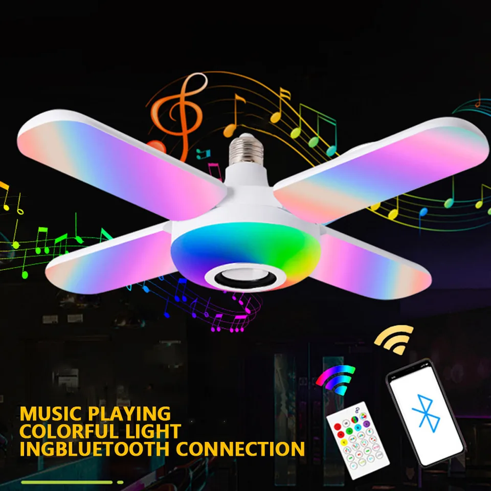SMART LED žiarovka 4-listová lampa Hudba Bluetooth Audio Skladanie diaľkového ovládania Vianočné projekcie Starry Svetlo pre večierku svadba