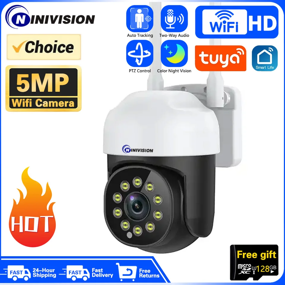 SMART LIFE 5MP WIFI Dvojcestné audio zabezpečenie IP fotoaparát TUYA APP HD SMART HOME PTZ OUTDOOR HOME HOME WIRELESS