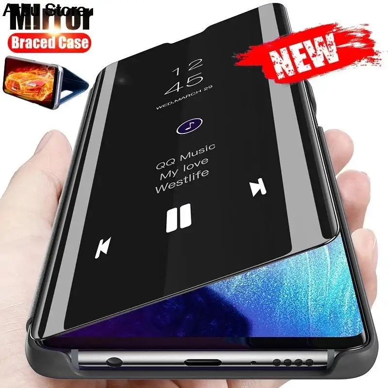 Smart Mirror Flip Case pre Oppo Reno2 Z Shock odolný voči nárazu pre Reno 2Z CPH1951 6,53 palca Luxusné telefónne stojany Coque Fundas