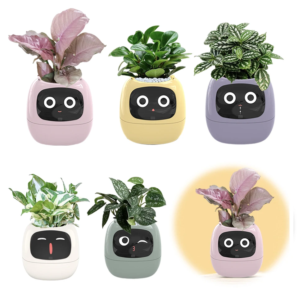 Smart Plant Pot Smart Flowerpots USB Nabíjateľná aplikácia Control Garden Planter 7 Smart Sensors Ai Flower Pot pre inteligentné vyjadrenie