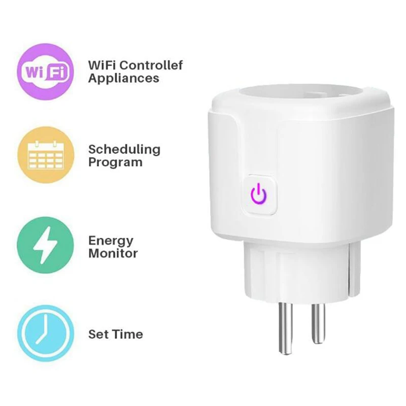 Smart Plug, Mini WiFi Outlet spolupracuje s Alexou, asistentom Google, diaľkovým ovládaním vašich domácich spotrebičov (zástrčka EÚ)