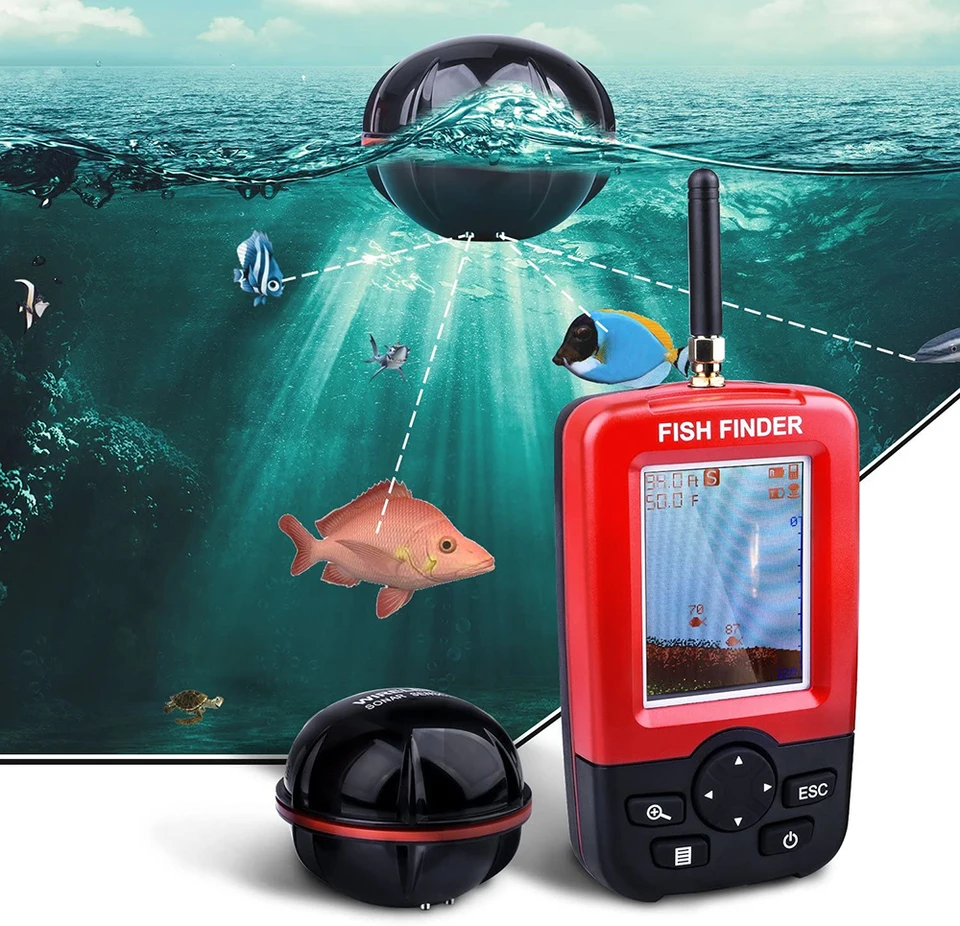 Smart prenosná hĺbka ryby Finder s 100 m bezdrôtovým sonarovým senzorom Echo Sounder Fishfinder pre jazero Rybárska slaná voda