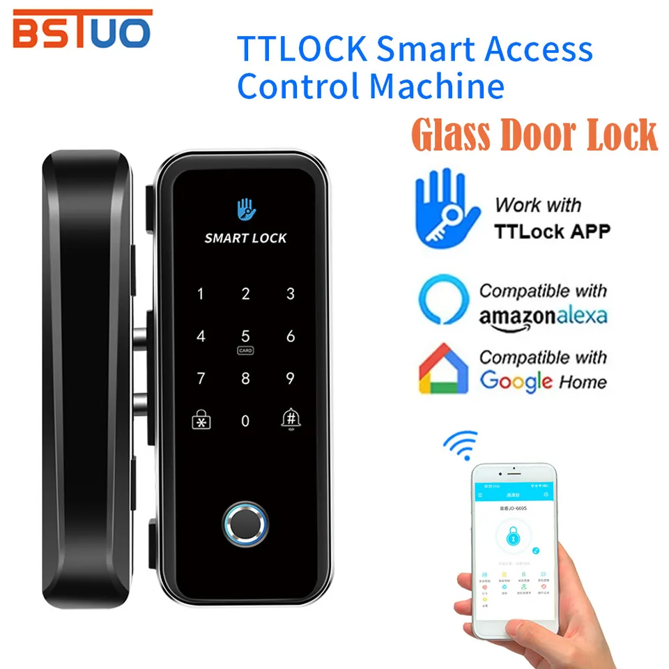 Smart RFID karty odtlačok prstov Bluetooth Control Detadbolt Lock Digital Dverne Lock s tllock aplikácia sklenené dvere zámok drevené dvere Alexa