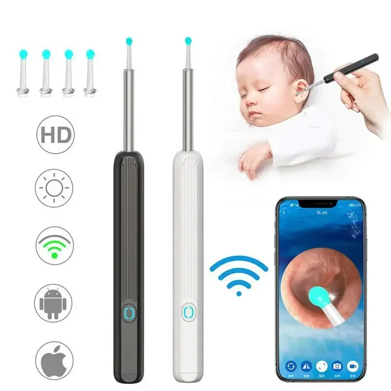 Smart Visual Ear Cleaner HD Ear Sticks Otoscope USB C Nabíjanie Endoskop Demons Cax Demory Tool EarPick Mini Camera Healt Care Set