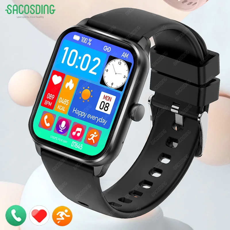 Smart Watch 1,85 palca obrazovky Bluetooth Call Voice Assistant pre mužov Smartwatch Women Health Fitness náramok športových hodiniek Muži