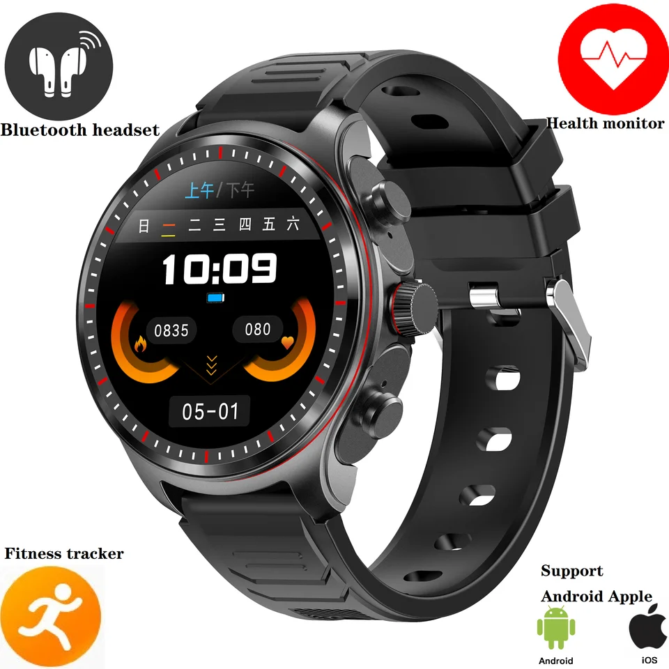Smart Watch 2024 Bluetooth Headset SmartWatch 2-v-1 Bluetooth Call Halling Monitor Fitness Tracker Smart Watch for Android Apple