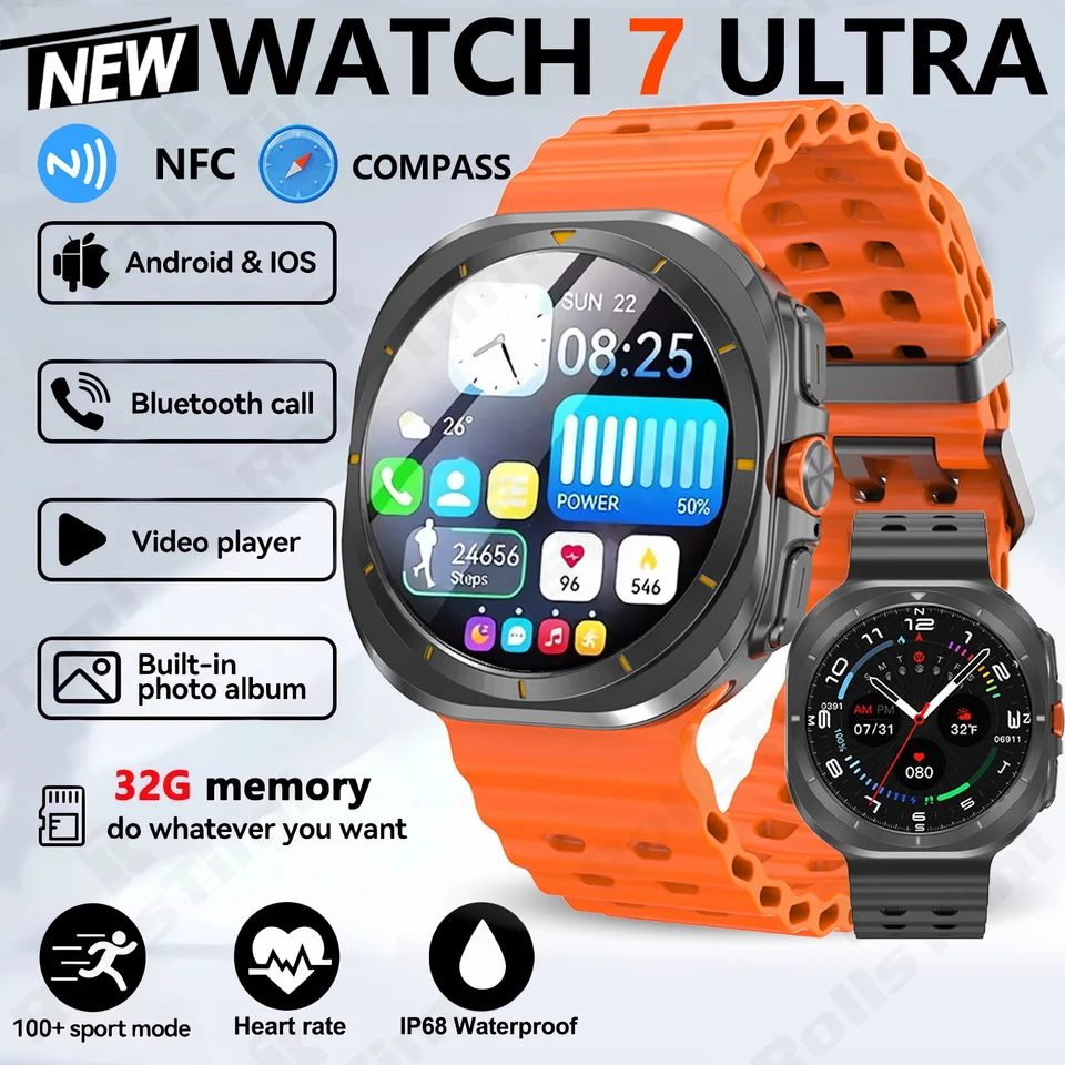 Smart Watch 7 Ultra 32 GB Memory Video NFC 1.5inch HD AMOLED SCREE SMART SMART WOOT MEN Sport Fitness Tracker Smartwatch Women 2024