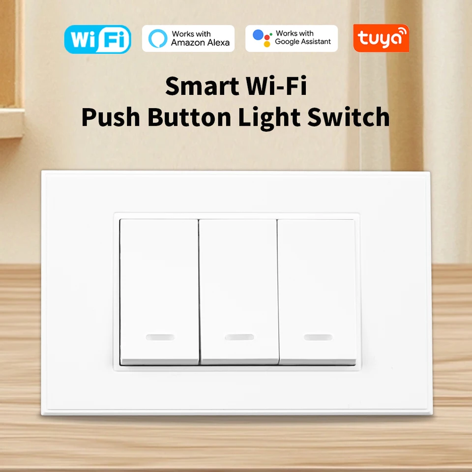 Smart WiFi Switch Neutrálny drôt voliteľné inteligentné nástenné spínače tlačidla na stenu AC100-240V TUYA APP