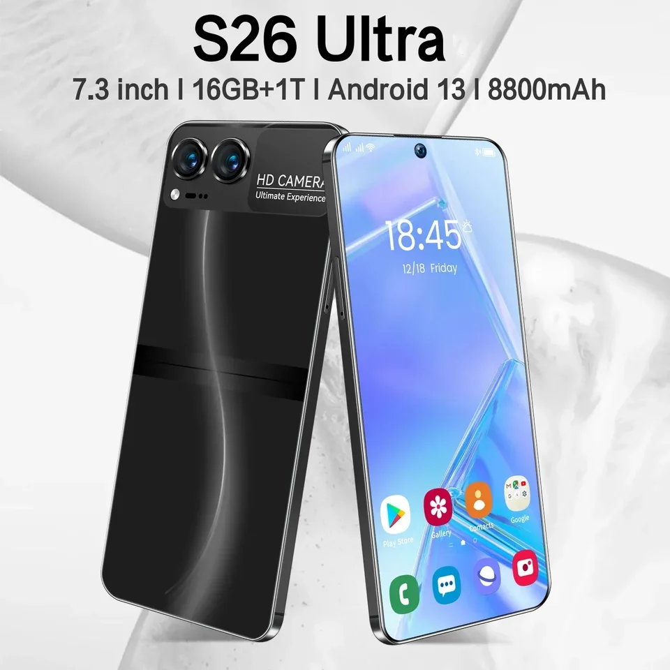 Smartphone S26 Ultra 7,3-palcový 8800 mAh 10 Core Cululares 16 GB+1TB Globálna verzia 4G/5G mobilné telefóny WiFi NFC NFC Google Cell Phones