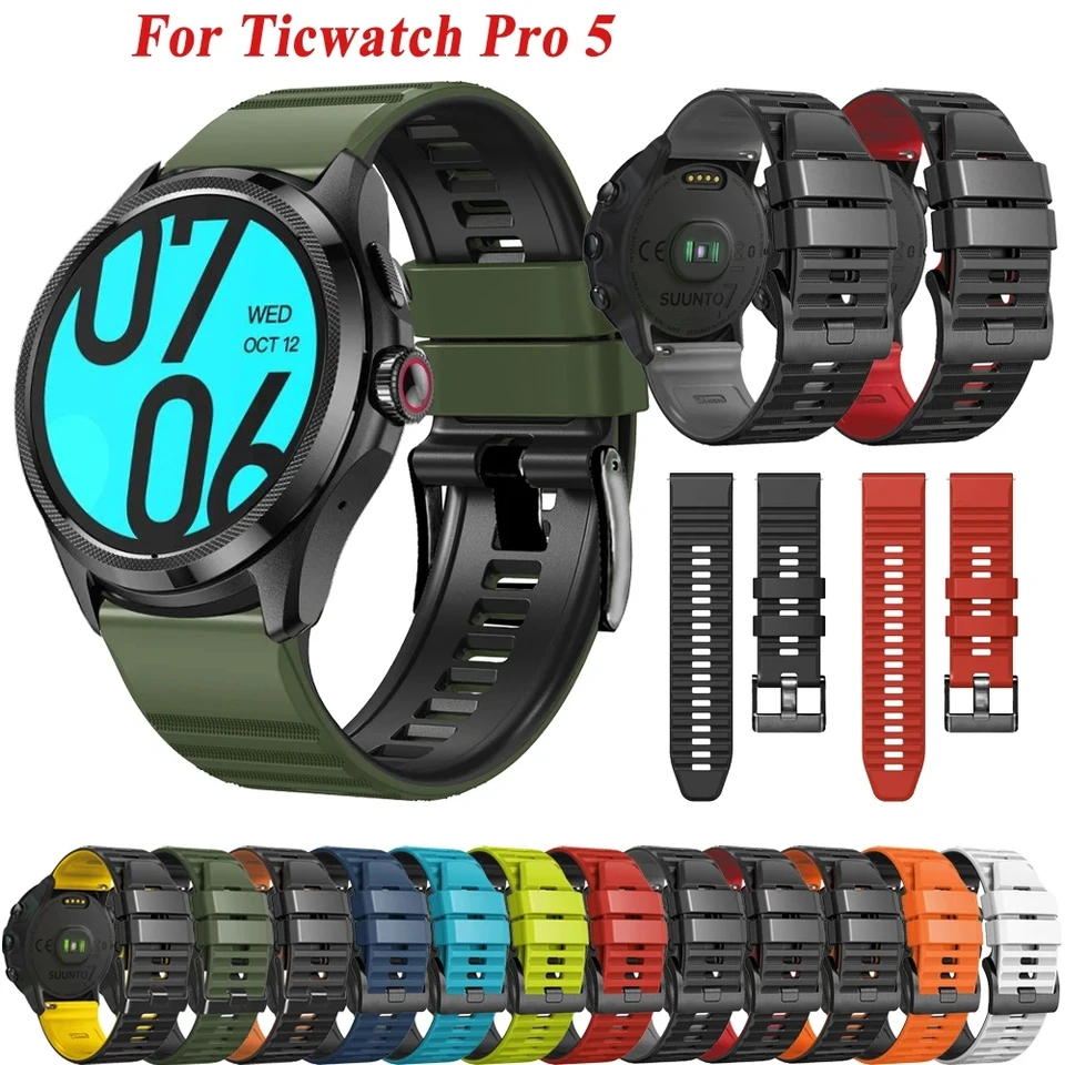 Smartwatch Band pre Ticwatch Pro 5 Náhradné hodinky Silikón náramok náramok kompatibilný pre Ticwatch Pro 5 WatchBand