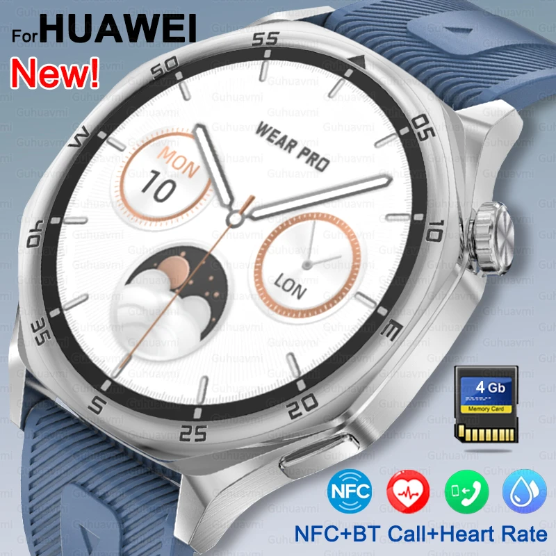 Smartwatch, pre Huawei Watch 5, Smart Watch, Custom Watch Faces, Sapphire Crystal, NFC, Bluetooth Calls, 4 GB Pamäť, monitorovanie zdravia