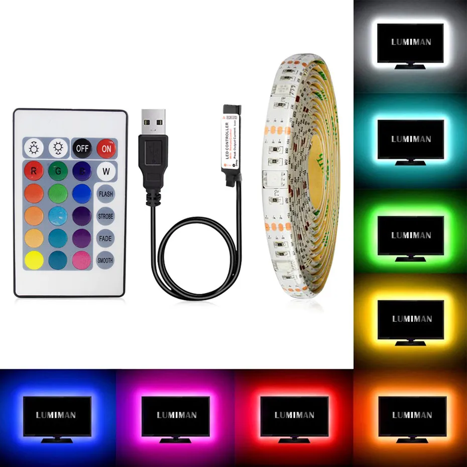 SMD2835 RGB LED Flexibilné svetlá Stlmenie USB nepremokavým LED svetlom LED pásmom IP20 IP65 5V LED stužka Biela/teplá biela LED páska LED LED