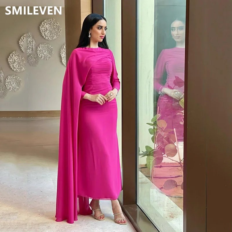 Smileven A-Line Pink Elegantné plesové šaty فساتين سهرة luxusný saudský Arabria formálne príležitosti darček prispôsobený 2025