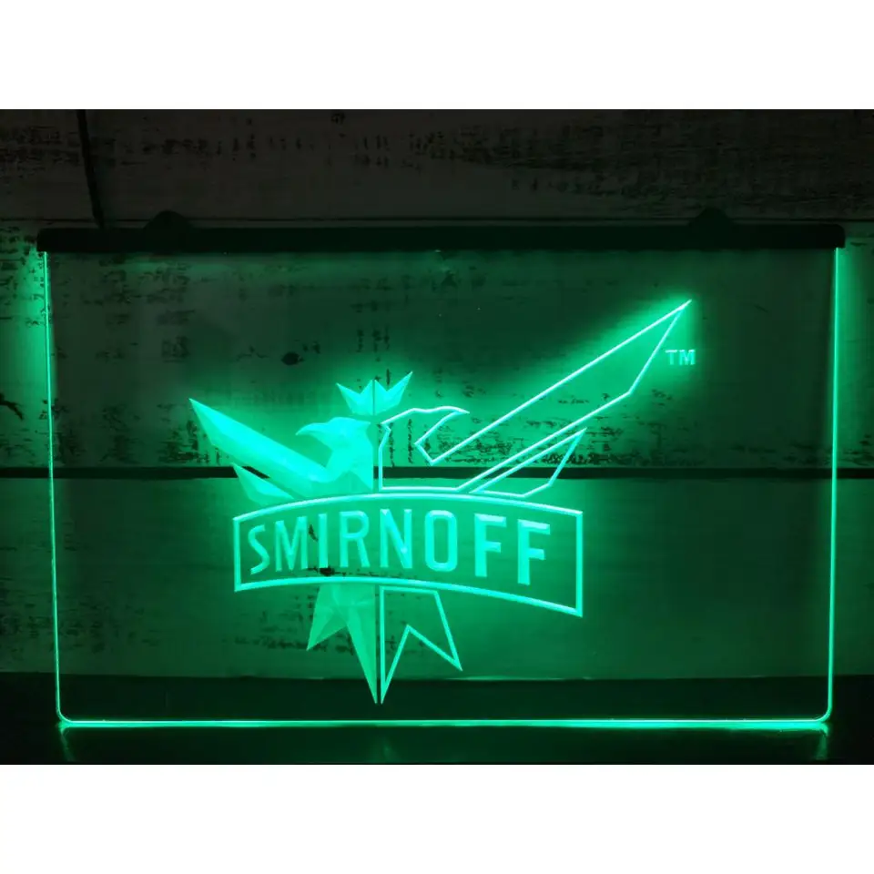Smirnoff Vodka Wine Bar Bar 3D rezbárske podpisy Neónové nástenné umenie pre dom, statok, izbu, spálň