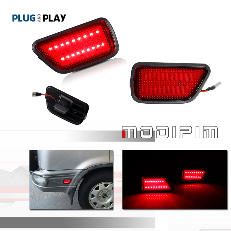 Smokovaný / červený objektív 18-SMD Červené LED auta LED Car Bočný nárazník Bočný svetlá blatníka Fender Light Lights za 1997 1998 1999 2000 2001 Honda CR-V