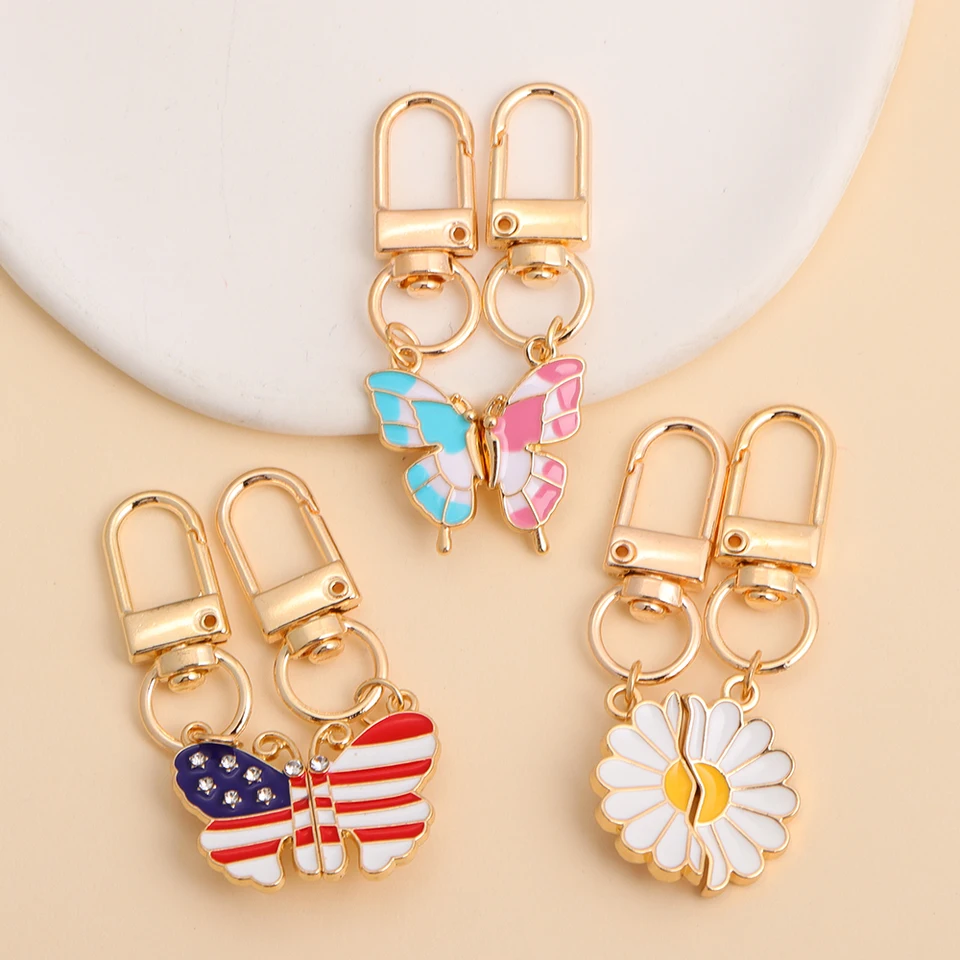 Smolový magnet zostrihaný motýľ Daisy kvety prívesok Key Chain Priateľstvo šperky Darčeky pre ženy Dievčatá Keychain