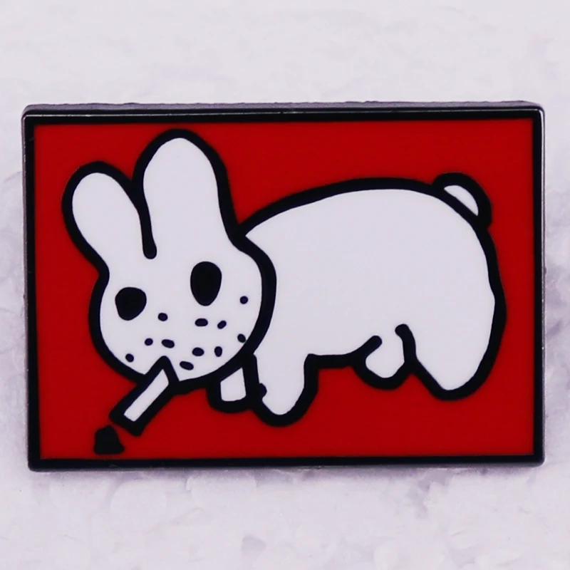 Smorking Labbit Smalt Pin Cool Art Mash Up Odznak fajčenia králika brošňa šperky