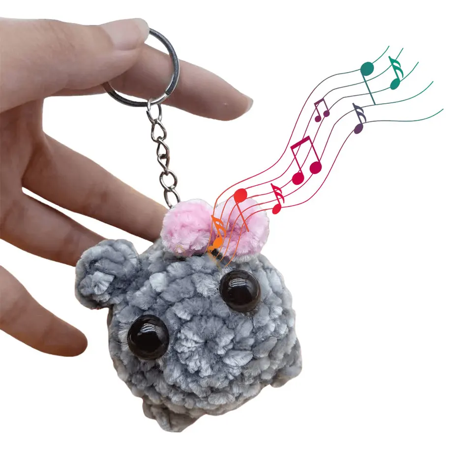 Smutný škrečok Meme Sound Hudba plyšová hračka smutná škrečka plyšová hračka s lukom prívesok Keychain kawaii háčkované bábiky darček pre ženy
