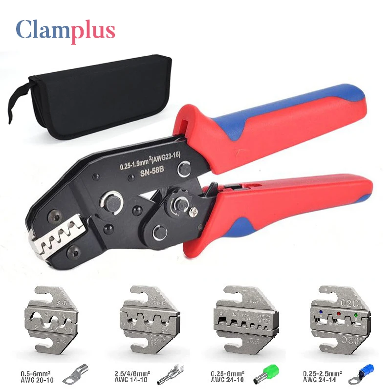 SN-58B Crimping Plier Multi-Jaws Kit pre izolované/fotovoltaické/tubulárne terminály Ferrule Mini ručné náradie prenosný Crimper
