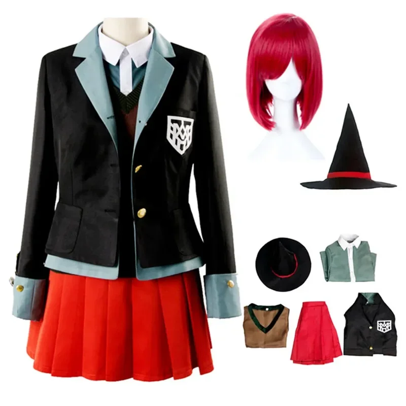 Sn55anime danganronpa kúzelník Yumeno Hitiko Girl Uniform Cosplay kostým Halloween karneval študent Uniform cosplay červené wi $ 5q@1