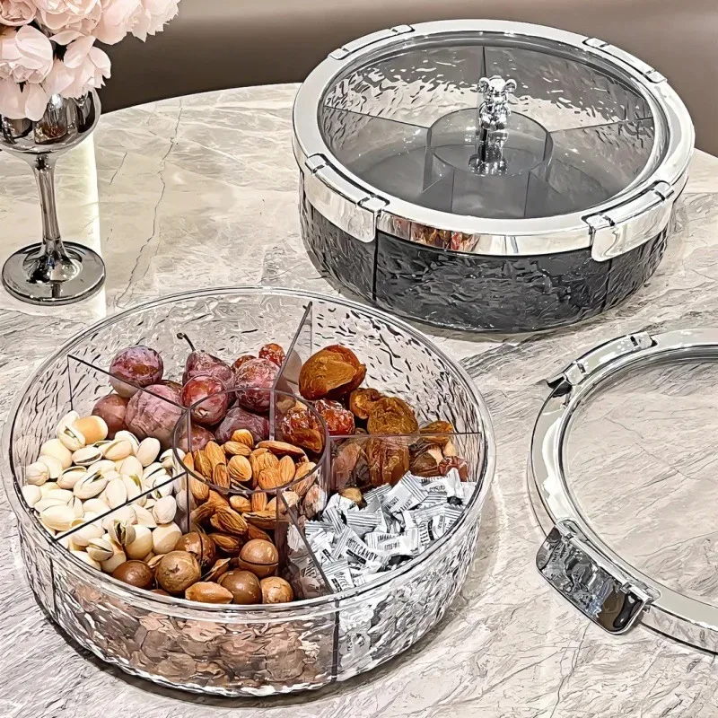 Snack ovocie rozdelené tanierové krabičky servírovací stojan na podnos s vekom Candy Platter Storage Storage Food Out Suched Snacks Plastové misku