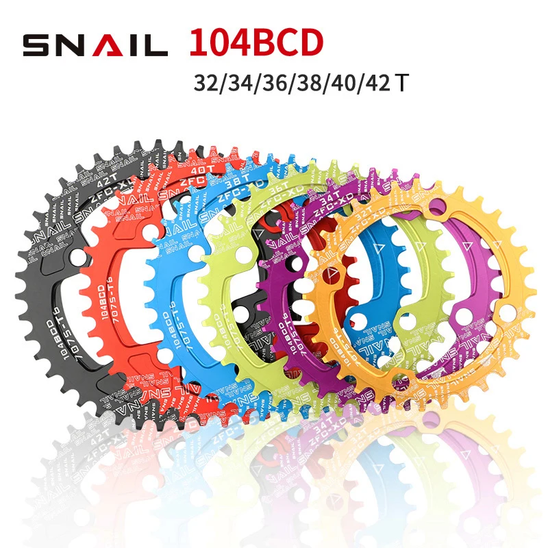 SNAIL MTB Bicykel reťazou 104bcd korunky na bicykli Round/Oval 32T/34T/36T/38T/40T/42T pre M370, M410, M610, M670, M780