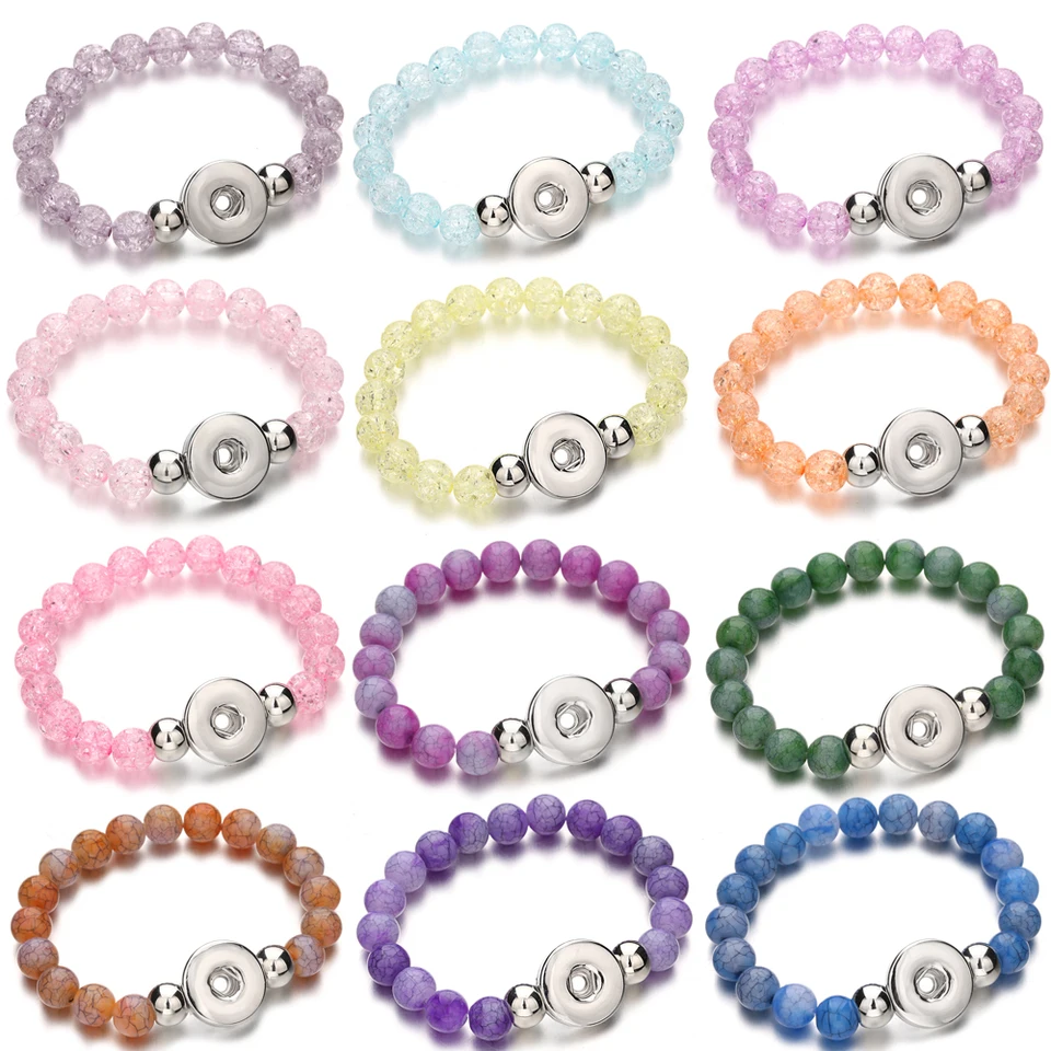 Snap šperky náramky farebné ručne vyrábané korálkové náramky prírodný kameň guľôčky 18 mm snímka