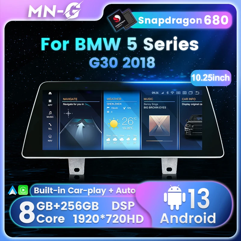 Snapdragon 680 Android All In One Car Radio pre BMW 5 Series G30 2018 EVO CarPlay Auto inteligentný systém multimediálny prehrávač DSP