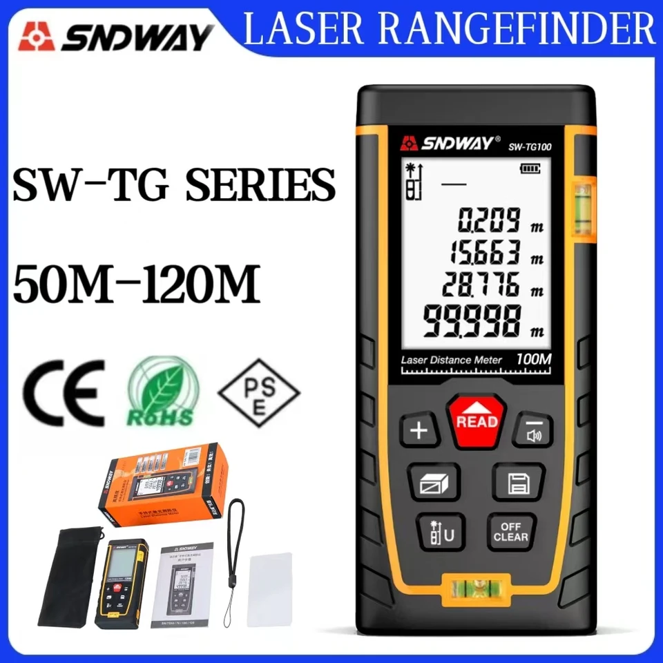 SNDWAY Laser-Entfernungser SW-TG50 SW-TG70 SW-TG100 SW-TG120 MINI digitálny rozsah 50 m 70M 100M 120M 120M MIT Bauwerkzeug