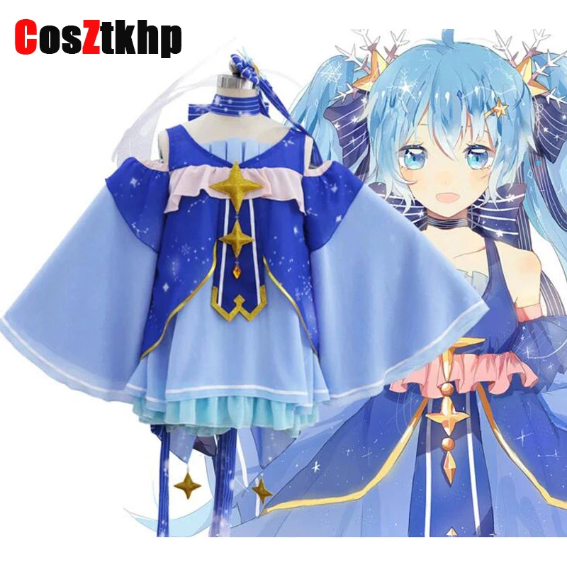 Sneh Miku Cosplay kostým anime šaty pre dievčatá japonský kawaii štýl lolita luxusná školská párty show študent tanečné šaty