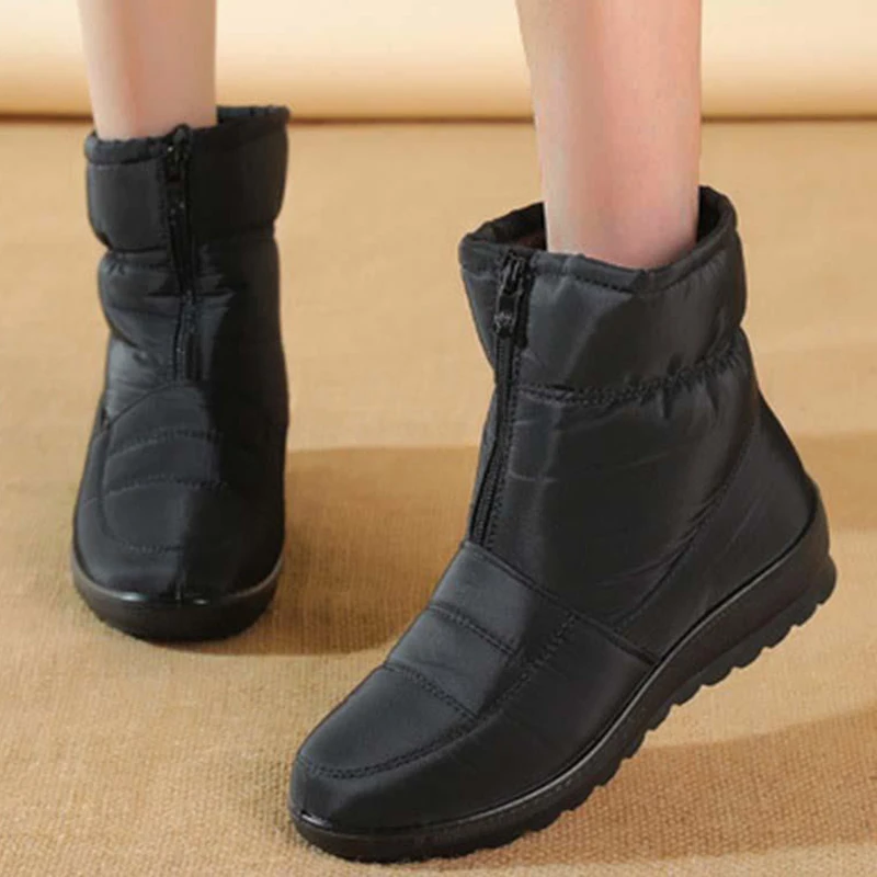 Snehové dámske topánky ploché dámske topánky Platforma Platforma Dámske plus veľkosť stredných dámskych vysokých dosiek Boots Botas majer topánky pre ženy