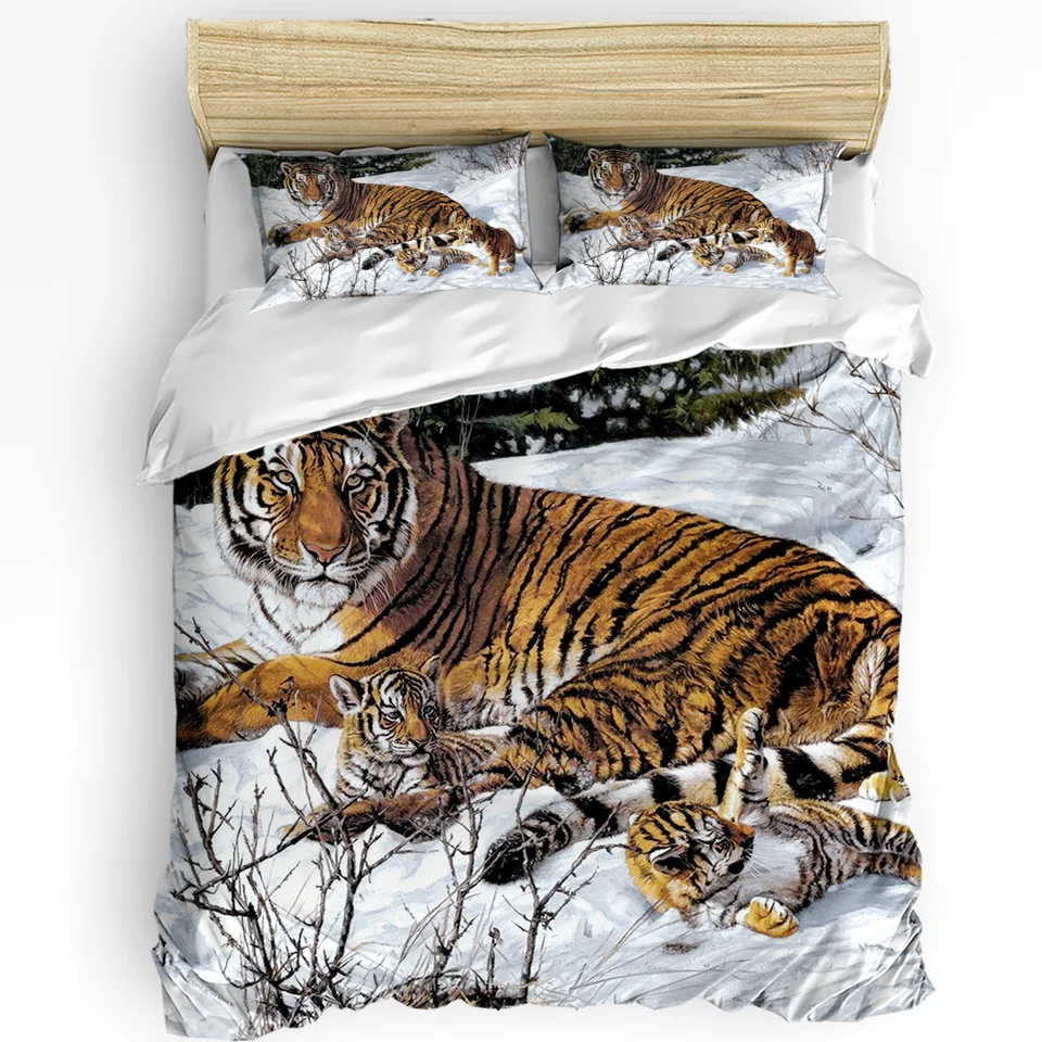 Snehové zviera tiger 3ks prikrývky obliečky na vankúš Spaľ