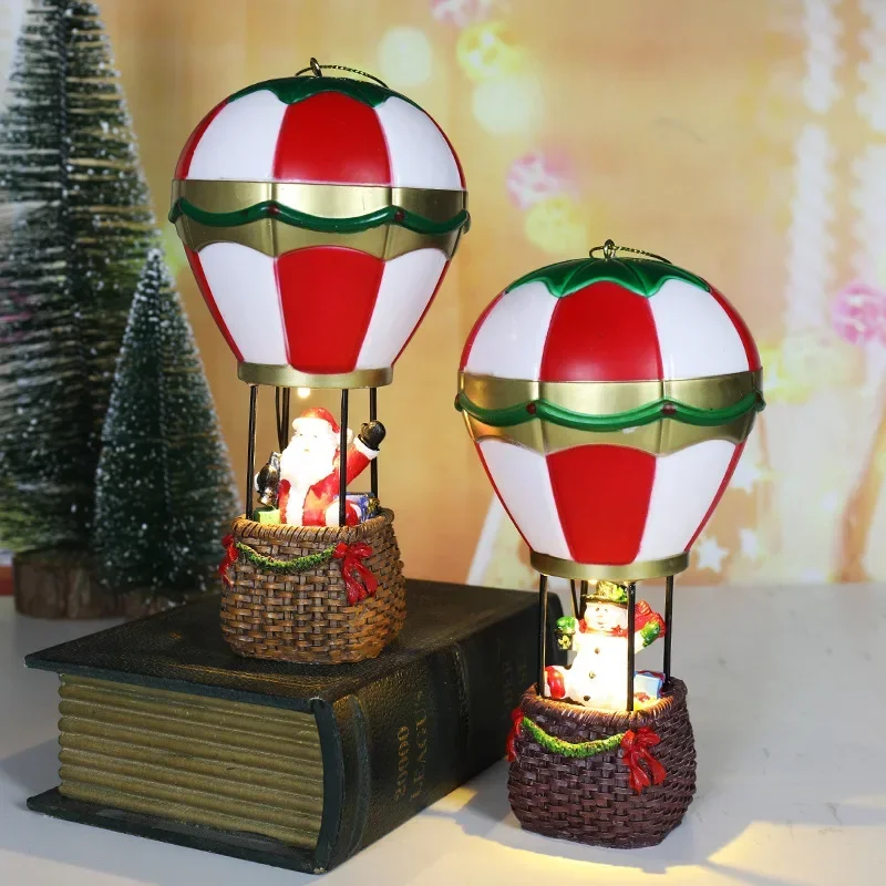 Snehuliak Santa Claus dekorácie Santa Claus Hot Air Balón Vianoce LED LED ľahká kabína Dekorácia vianočné žiariace ozdoby