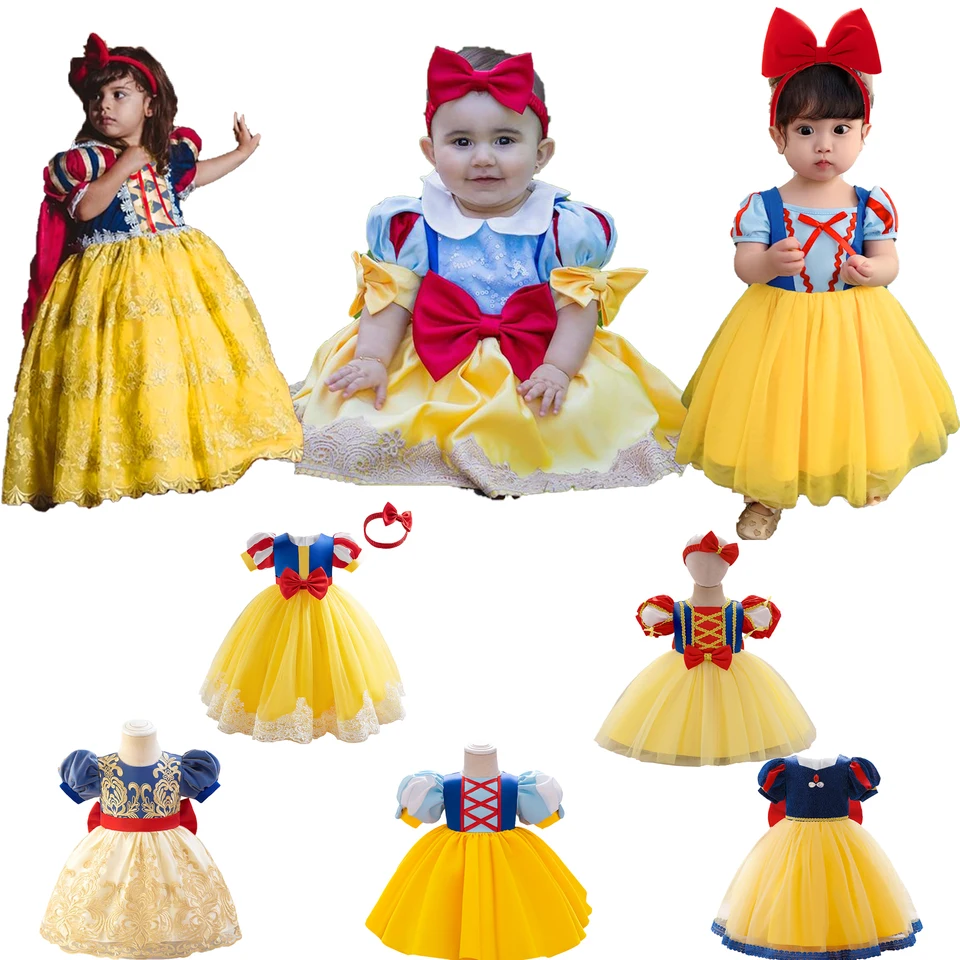 Snehulienka biele dievčatká Party šaty karneval Halloween vianočné princezné lopty Svadba narodeniny detské oblečenie Cosplay kostýmy