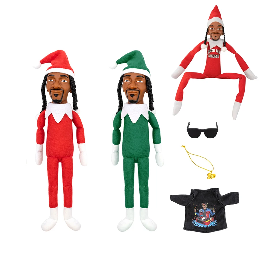 Snoop on a Stoop Hip Hop Lovers Vianočné škriatky malé plyšové hračky Decor Decor Nový rok vianočné darčekové hračky Domáca dekorácia