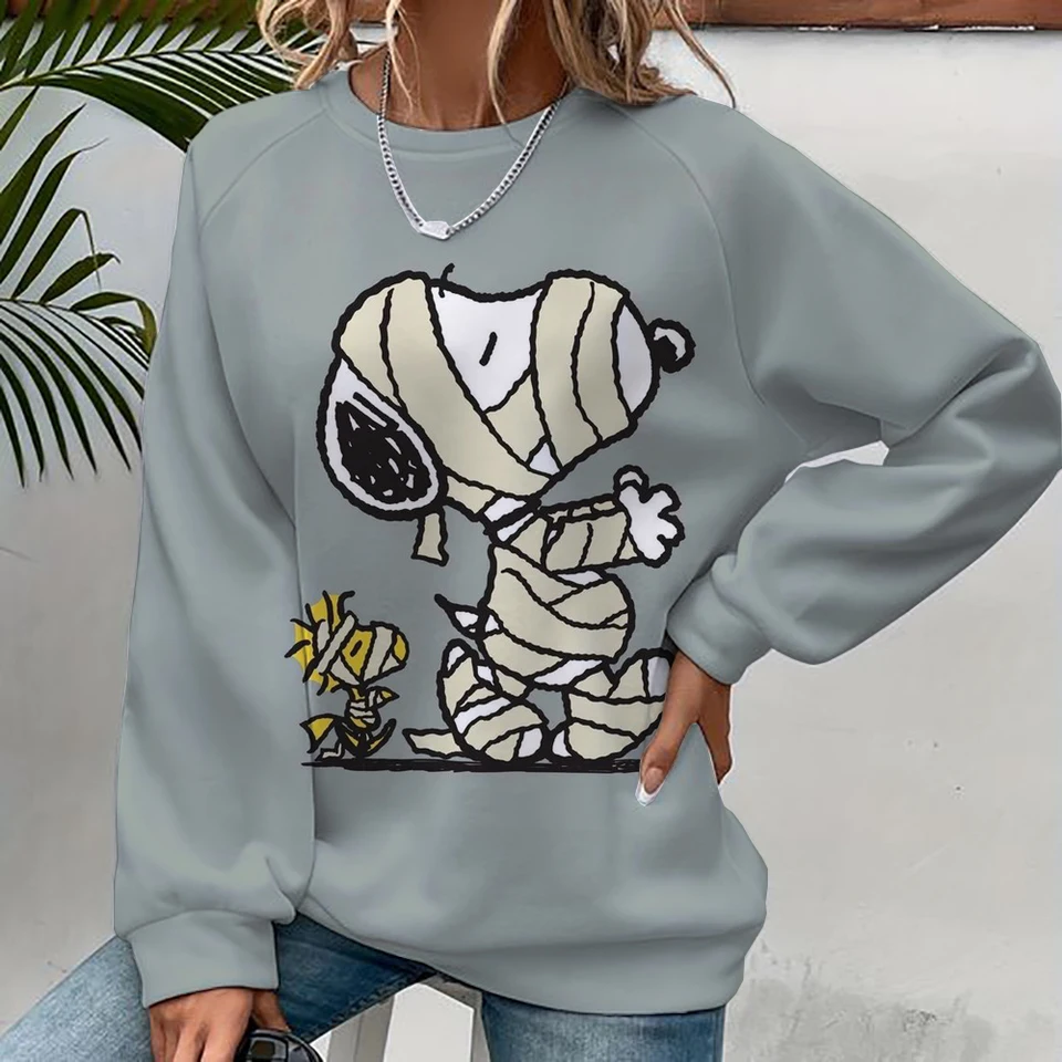Snoopy Cartoon Anime Dámska kapucňa jarná a jesenná edícia Dámska rukatá kapucňa 2024